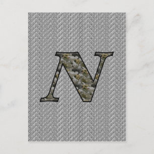 Carte Postale Fleurs d'hydrangea à initiale de monogramme N