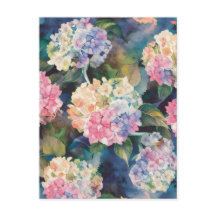 Fleurs d'Hydrangée Aquarelle Motif Blanc