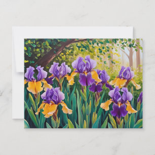 Carte Postale Fleurs d'Iris fleurissant dans le jardin d'été