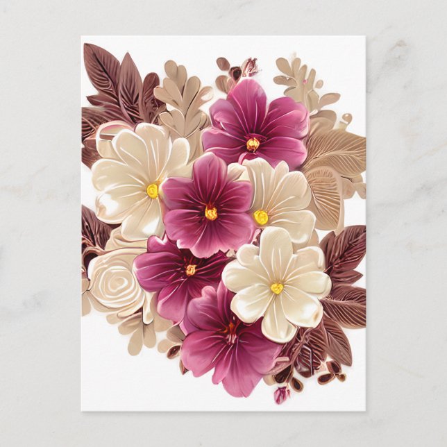 Carte Postale Fleurs d'ivoire et de Bourgogne sur un passé Vinta (Devant)