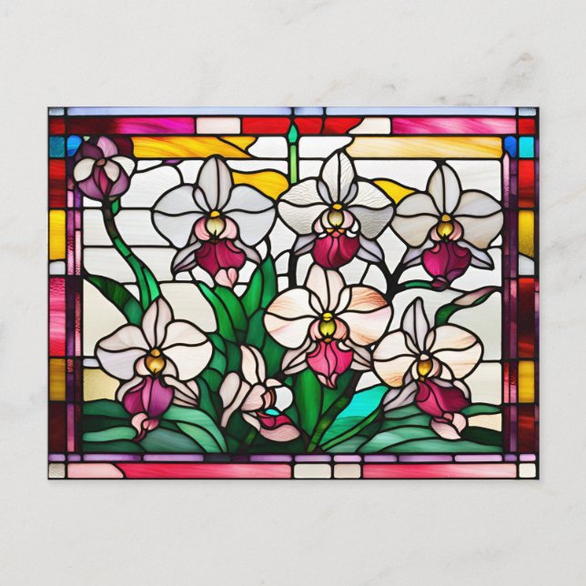 Carte Postale Fleurs d'orchidées en verre (Devant)