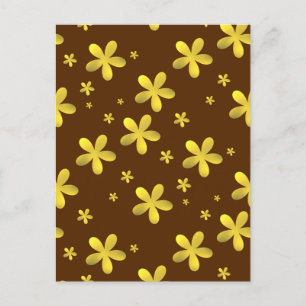 Carte Postale fleurs dorées sur arrière - plan brun