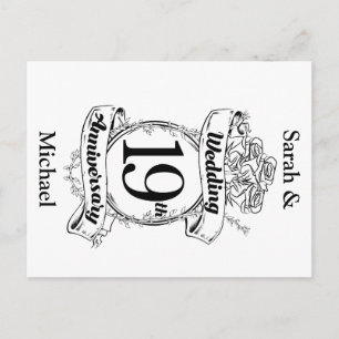 Carte Postale Fleurs du 19e anniversaire du Mariage