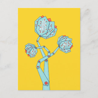 Carte Postale Fleurs Électroniques Femmes En Tête