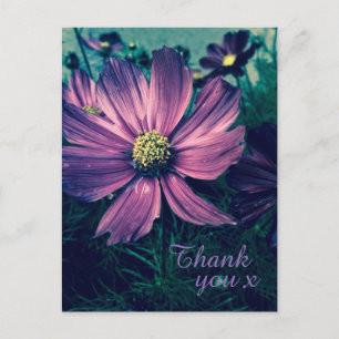 Carte Postale Fleurs élégantes de couleur violet foncé Merci