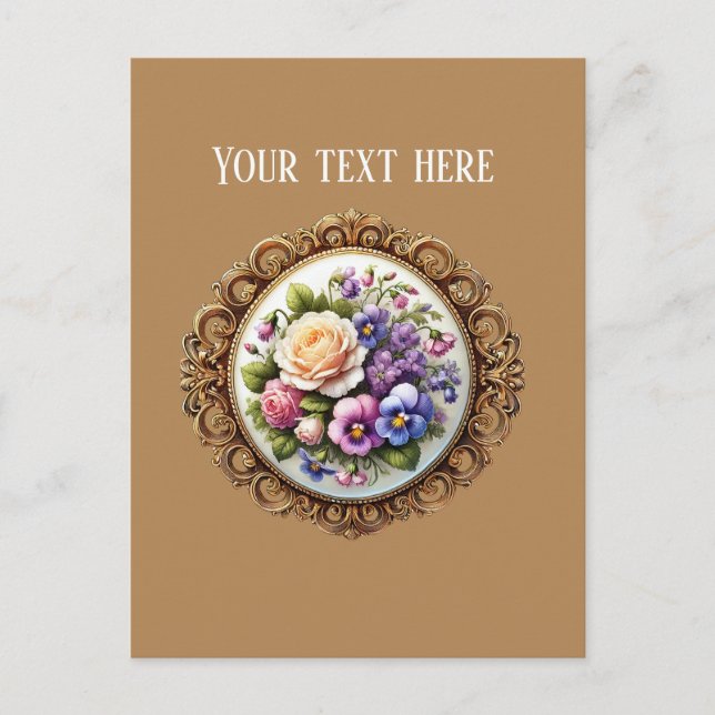 Carte Postale Fleurs élégantes encadrées personnalisables (Devant)