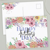 Fleurs élégantes et vives Fête des Mères Feuilles