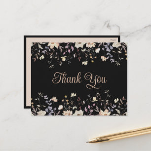 Carte Postale Fleurs Élégantes Fleurs Sauvages Mariage Noir Reme