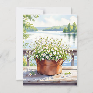 Carte Postale Fleurs en pot de cuivre sur Lakehouse Deck