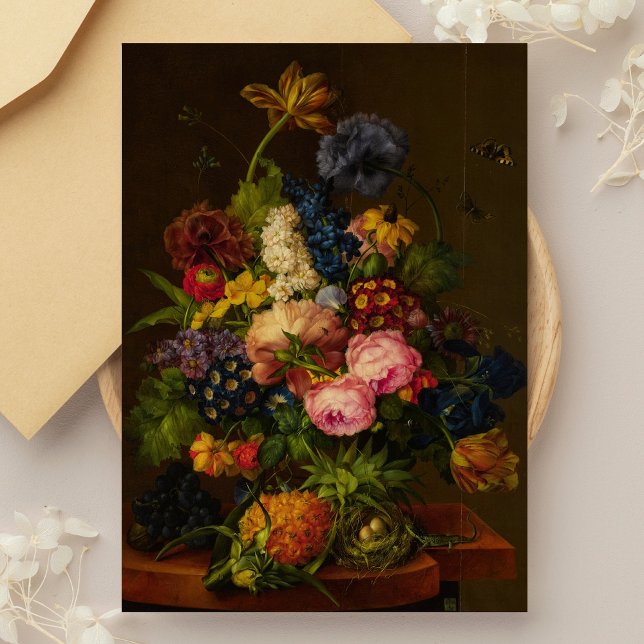 Carte Postale Fleurs et ananas sur une table d'entablement (Créateur téléchargé)