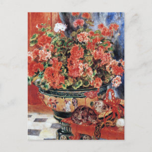 Carte Postale Fleurs et Chats - Art impressionniste - Renoir