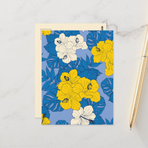 Carte Postale Fleurs et feuilles d'Hibiscus