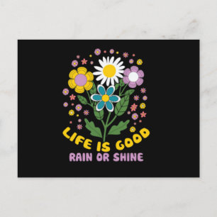Carte Postale fleurs et les mots la vie est bonne ou brillante