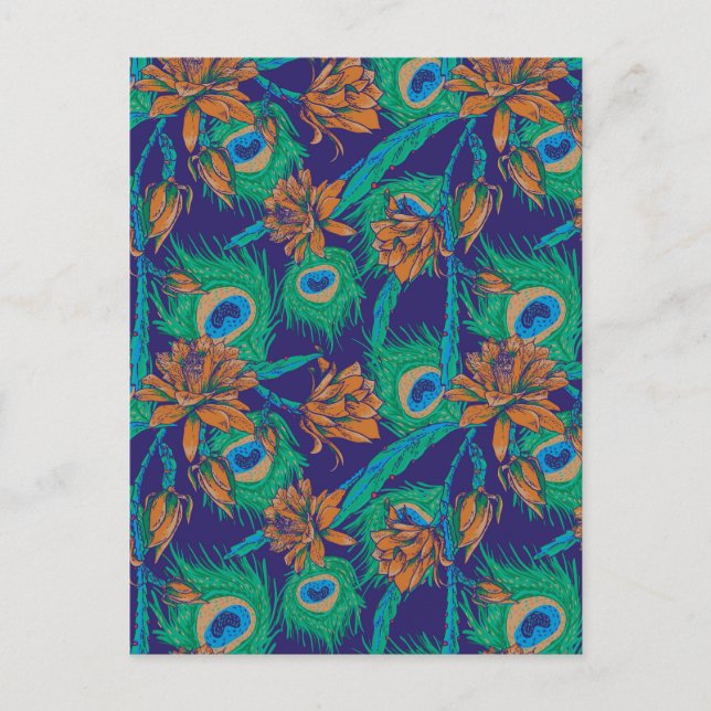 Carte Postale Fleurs Et Plumes (Devant)