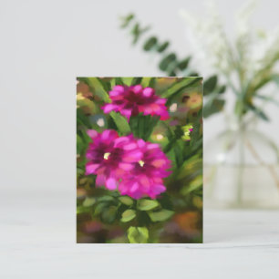 Carte Postale Fleurs florales rose foncé Dahlia Vert