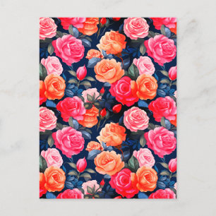 Carte Postale Fleurs florales roses Motif-80037