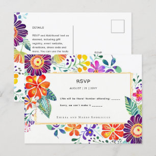 Carte Postale Fleurs Folkart FIESTA RSVP
