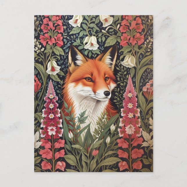 Carte Postale Fleurs Fox et Foxglove William Morris Inspiré (Devant)
