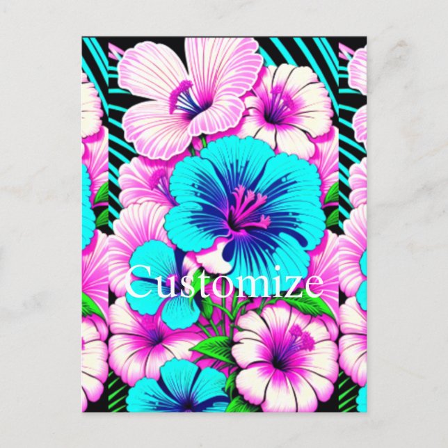 Carte Postale Fleurs Hibiscus multicolores Thunder_Cove (Devant)