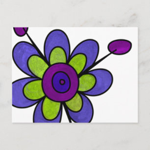 Carte Postale Fleurs Indigo & Green Fun