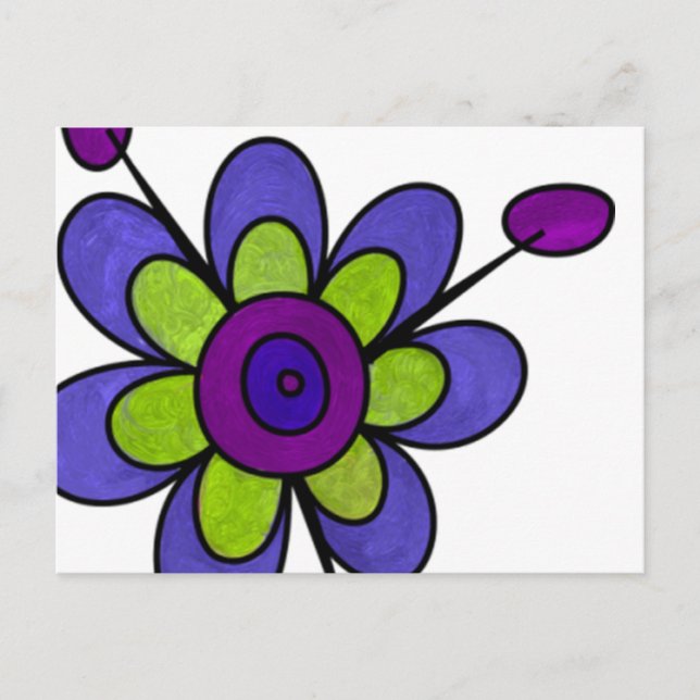 Carte Postale Fleurs Indigo & Green Fun (Devant)