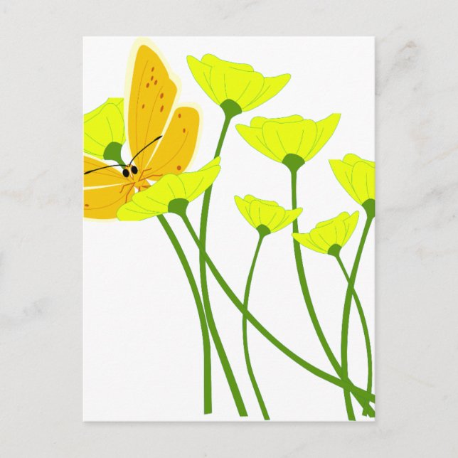 Carte Postale fleurs jardin papillon nature fleurs jaunes (Devant)
