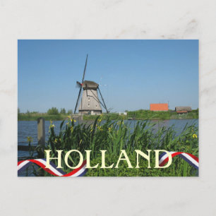 Carte postale Fleurs jaunes de moulin à vent néerl