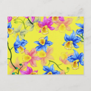 Carte Postale Fleurs Jaunes Rose Fleuries Jardin Pétales