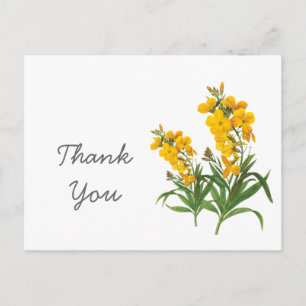 Carte Postale Fleurs jaunes vintage merci