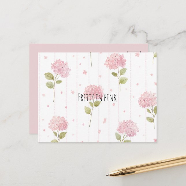 Carte Postale Fleurs jolies en rose   (Devant/Arrière en situation)