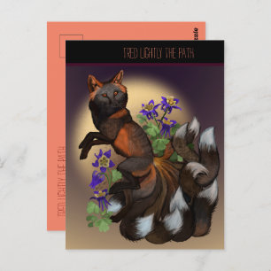 Carte Postale Fleurs Kitsune et Columbine
