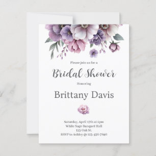 Carte Postale Fleurs Lavande et Vertes pour Réception de Mariage