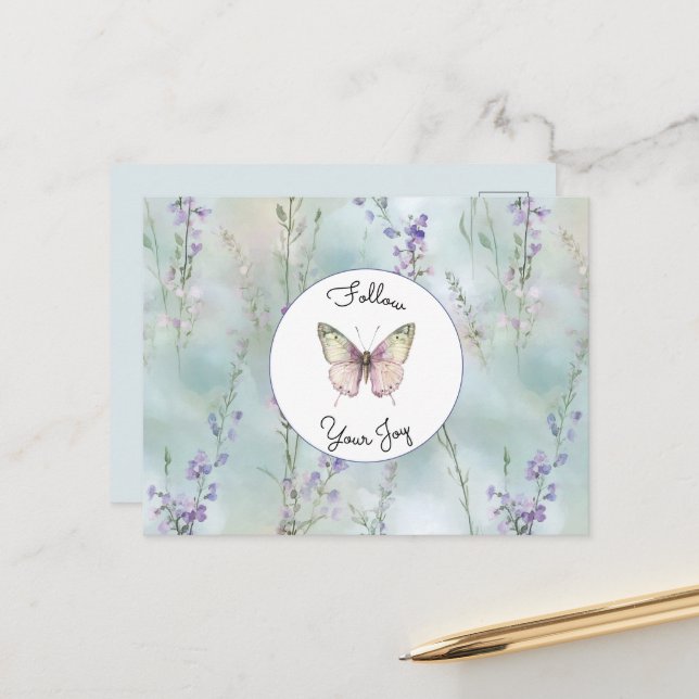 Carte Postale Fleurs Lavande Jolies Romantiques (Devant/Arrière en situation)