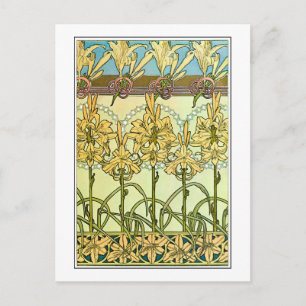 Carte Postale Fleurs Lily de style Art Nouveau, Mucha