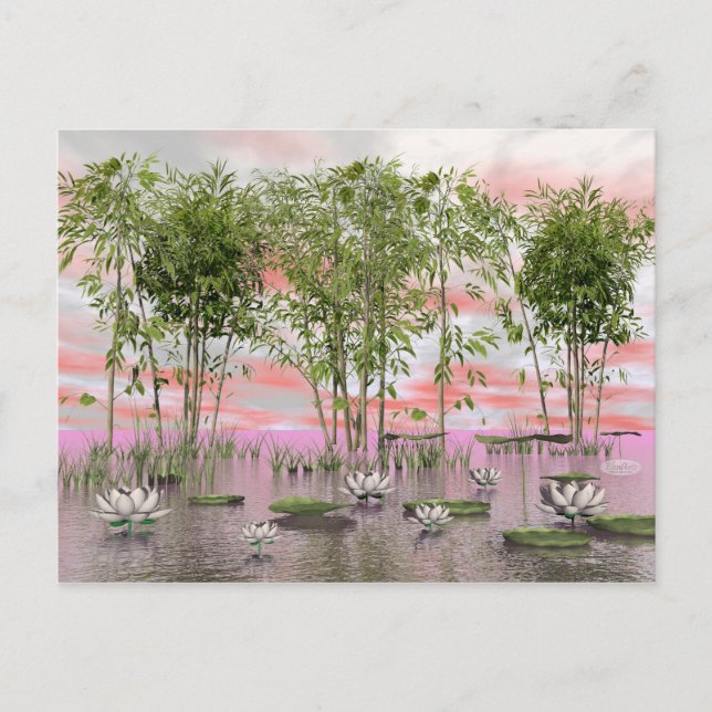 Carte Postale Fleurs Lotus et bambous - rendu 3D (Devant)