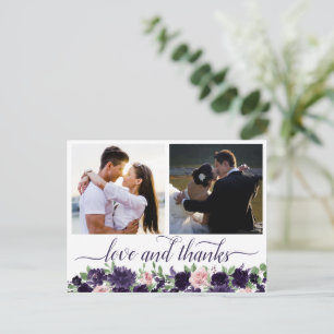 Carte Postale Fleurs luxuriantes   Merci photo violet et rose 2