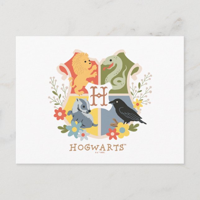 Carte Postale Fleurs Magiques Blason HOGWARTS™ (Devant)