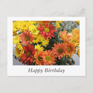 Carte Postale Fleurs marguerites rouges, jaunes, orange joyeux j