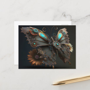 Carte Postale Fleurs mécaniques Steampunk Papillon
