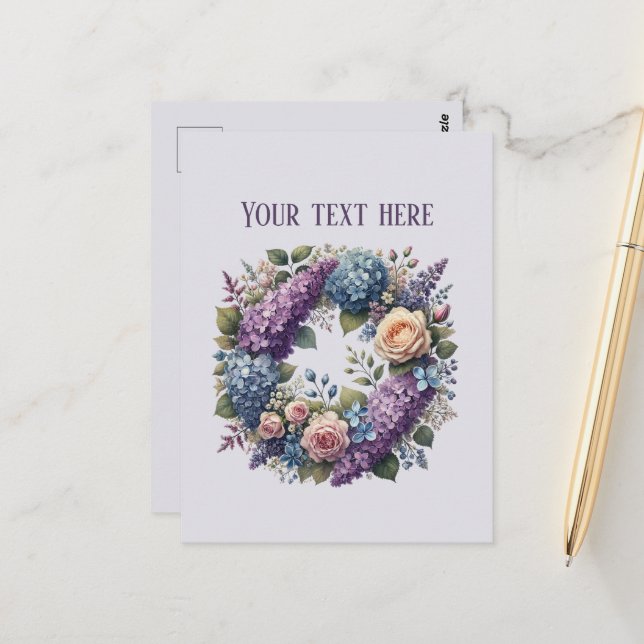 Carte Postale Fleurs mixtes mignonnes personnalisables  (Devant/Arrière en situation)