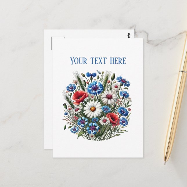 Carte Postale Fleurs mixtes mignonnes personnalisables (Devant/Arrière en situation)