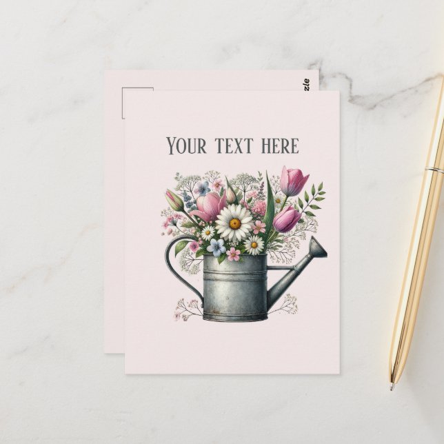 Carte Postale Fleurs mixtes mignonnes personnalisables  (Devant/Arrière en situation)
