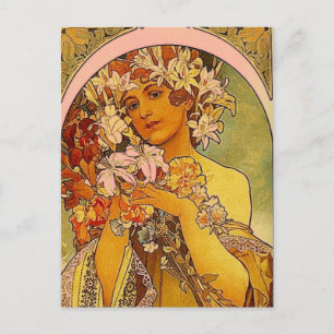 Carte Postale fleurs mucha