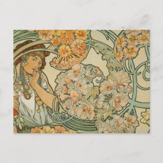 Carte Postale Fleurs, Mucha