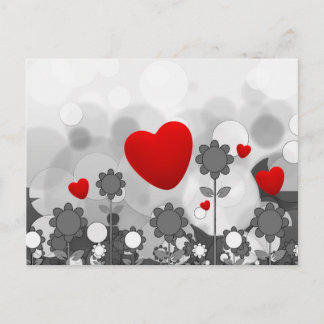 Carte Postale Fleurs noires/blanches/grises mignonnes avec grand