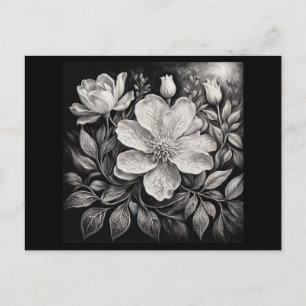 Carte Postale Fleurs noires et blanches