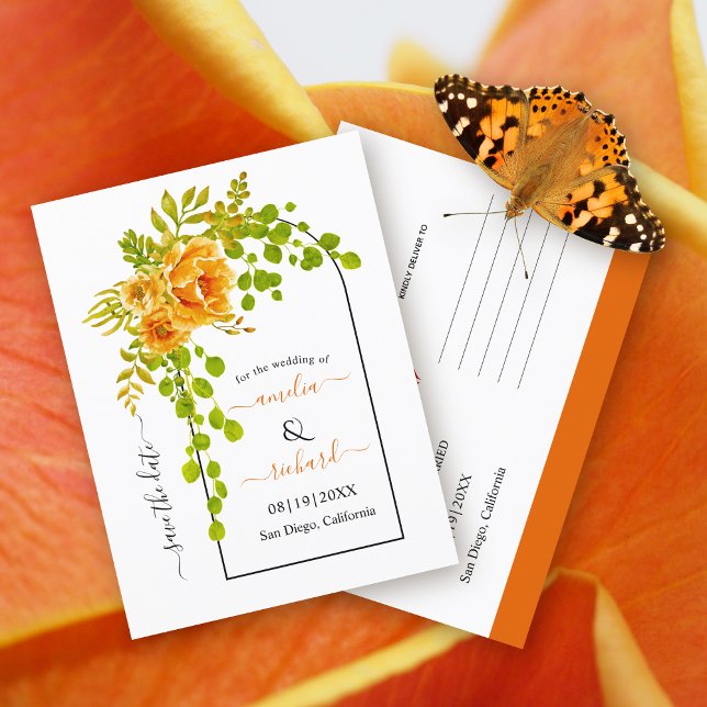 Carte Postale Fleurs orange et mariage de automne arc Enregistre (Créateur téléchargé)