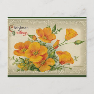 Carte Postale Fleurs orange vintages Noël