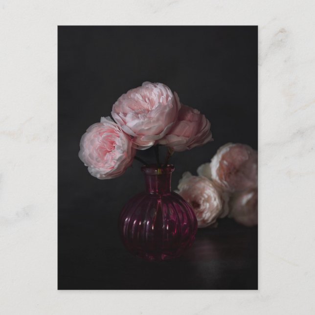 Carte Postale Fleurs | Pale Pink Peonies dans Vase (Devant)