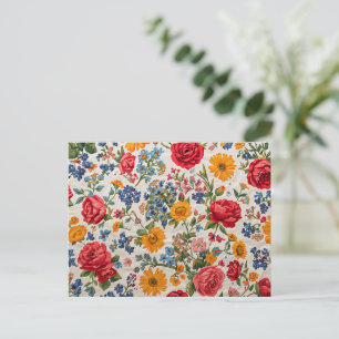 Carte Postale Fleurs partout, design coloré,